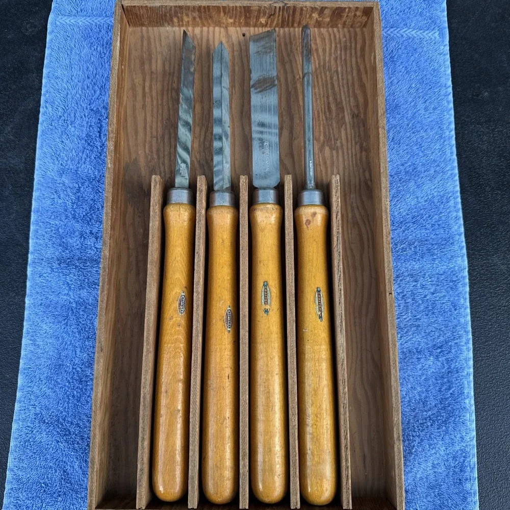 Vintage Craftsman 4pc High Speed  Wood Turning Lathe Chisel Set made in USA